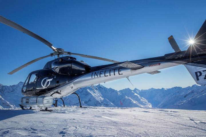 a helicopter in the snow